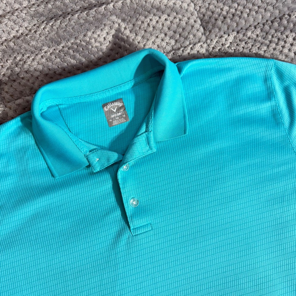 Callaway Opti-Dri Mens XL Turquoise Blue Textured Performance Golf Polo Shirt